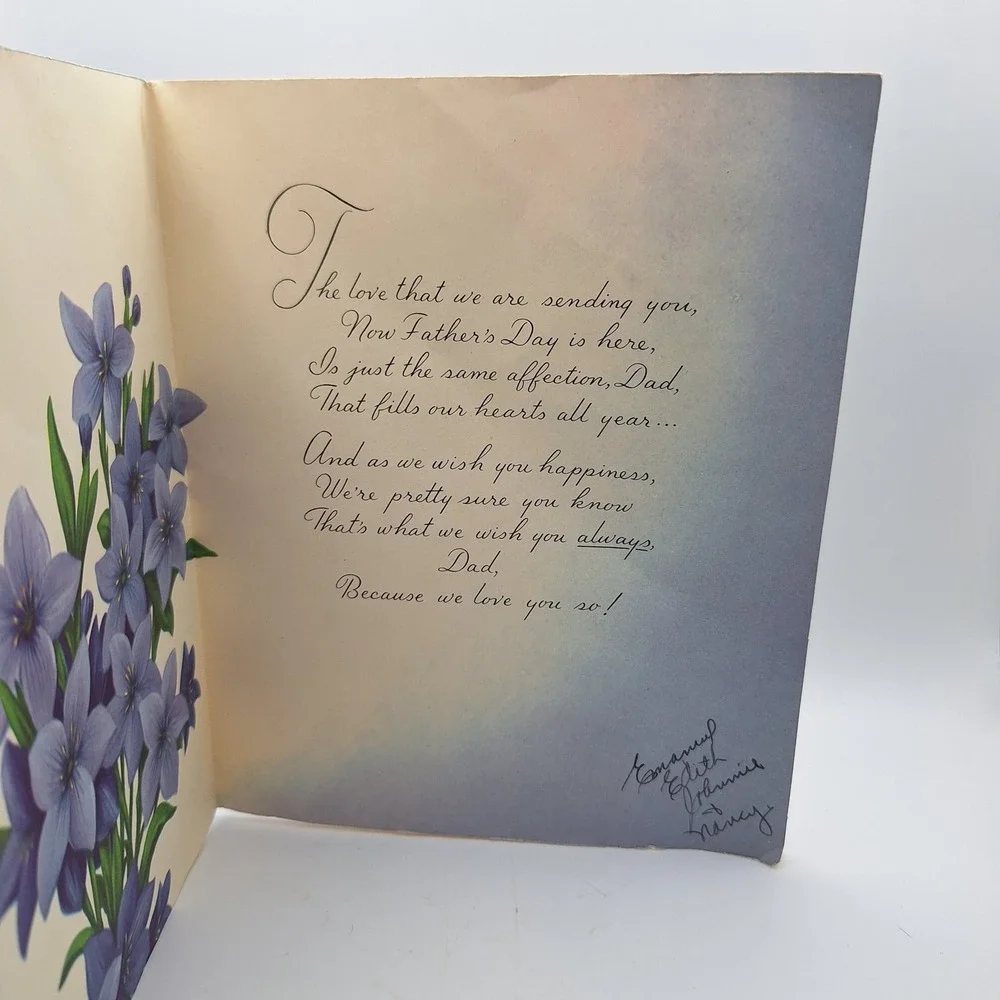 Vintage Fathers Day Card For Our Dad Blue Flowers Rust Craft‎ Boston
